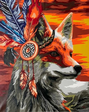 Spirit of the Wild: Fox in Tribal Feathers